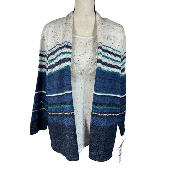 Alfred Dunner X-Large Sweater Striped 3/4 Sleeve Necklace Stretch 1-Piece Multi - Picture 1 of 11
